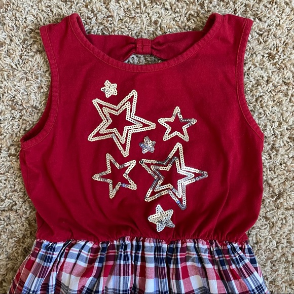 Childrens Place 4th of July Dress Red White Blue American USA Plaid Sequins - Picture 2 of 9